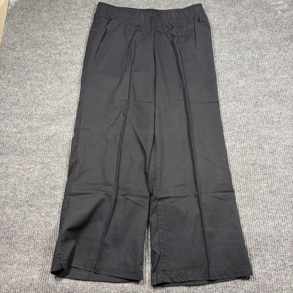 DG2 Diane Gilman Pants Womens XL Black Wide Leg Elastic Waist Cotton Lyocell